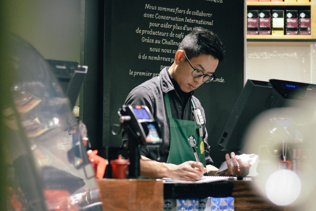 Starbucks Employee at Coffee Shop